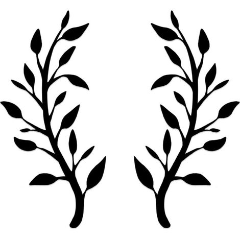 Lot de 2 décorations murales en métal pour intérieur ou extérieur, jardin, maison, chambre à coucher, salon (noir) (1/5)