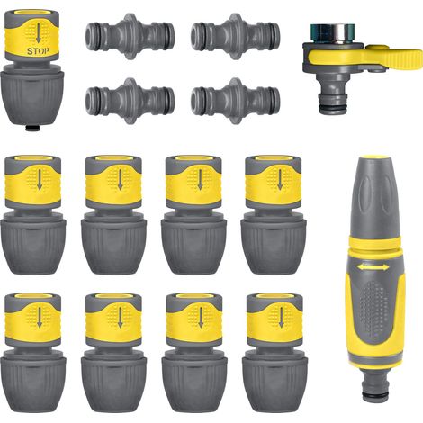 Lot de 9 Raccord Universelle Jardibric 1 Lance d'arrosage 1 Adaptateur pour Robinette 1 Connecteur Rapide en Plastique