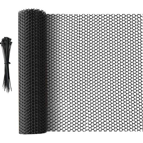 Clôture en Maille Plastique Noir, 5 m x 40 cm, Filet Polyvalent pour Protection des Arbres, Barrière pour Chats, Chiens, Lapins et Plantes (1/5)