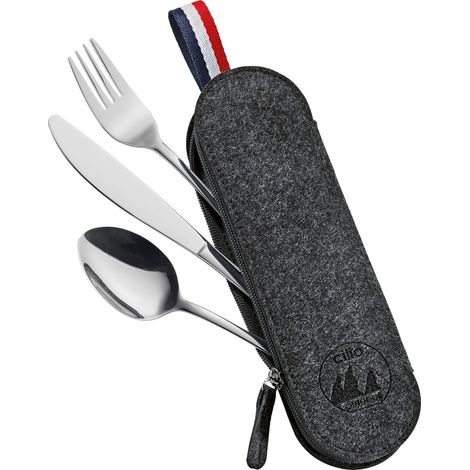 Set di posate Cilio Viaggio in custodia, 3 pezzi, 23,5 x 7,5 cm, nero (1/3)