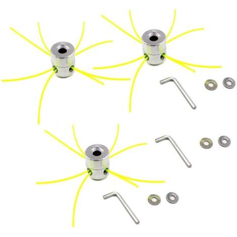 Lot de 3 Aluminium fils Tête Coupe-bordure Tête double fil bobine Tête fil nylon pour débroussailleuse à essence Tondeuse à Gazon, Tete universelle multifils pour fil (1/5)