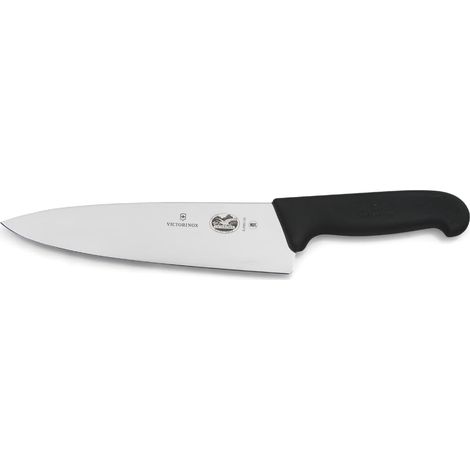 Couteau de chef, Large couteau universel pour viande, poisson, légumes et herbes, 20 cm, Lame lisse, Tranchant, Inox, Noir (1/5)