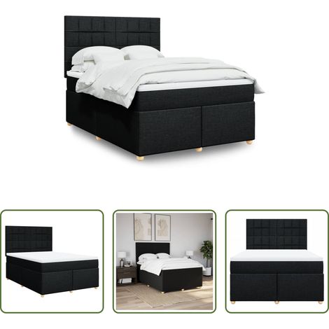 vidaXL Taschenfederkern - Boxspringbett mit Matratze Schwarz 140x200 cm Stoff (1/5)