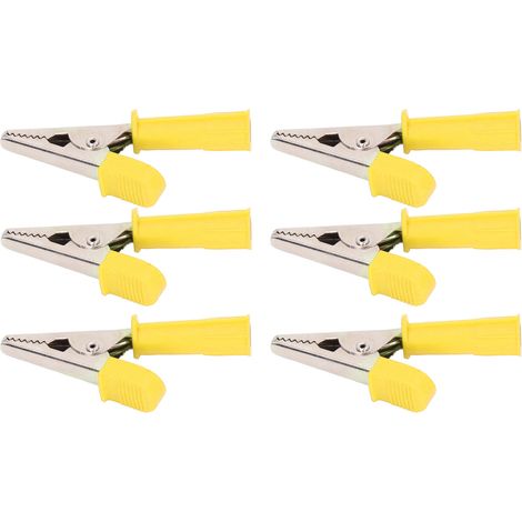 Lot de 10 pinces crocodiles isolées en laiton avec douille de 4 mm, ouverture de 10 mm, 20 A, J.60046, jaune (1/5)