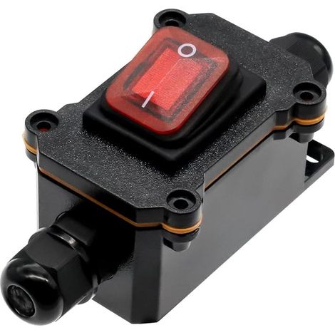 IP67 Interrupteur de câble étanche interrupteur de ligne On/Off 4 Bornes interrupteur de câble des deux côtés 12 V DC 20 A DPST pour une utilisation en extérieur sur les deux côtés avec LED rouge (1/5)