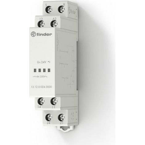 Finder 131200240000PAS Relais bistable modulaire avec Inverseur 1 NO 8 A 24 Vac/dc électronique Commande Reset