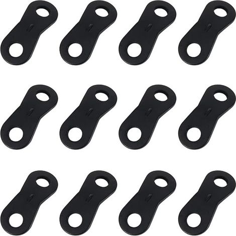 Ajusteur de corde en 12 pièces pour corde, tendeur de tente (noir), ajusteur de câble, boucle de corde en alliage d'aluminium, ajusteur de corde à 2 trous, pour le camping et le rangement sous tente. (1/5)