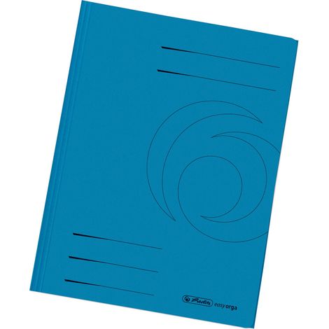 Herlitz - Confezione da 10 cartelline a 3 lembi, in cartoncino riciclato, formato A4, colore: blu (1/3)