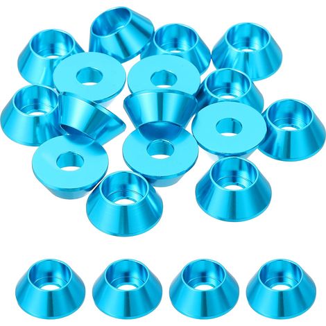 30 Pièces Rondelles à Tête Fraisée, Rondelles de Tasse M6 x 18 mm, Rondelle Fraisée, Rondelle Boulon En Aluminium Pour vis à tête, tige filetée, Accessoires Mécaniques, Bleu clair (1/5)