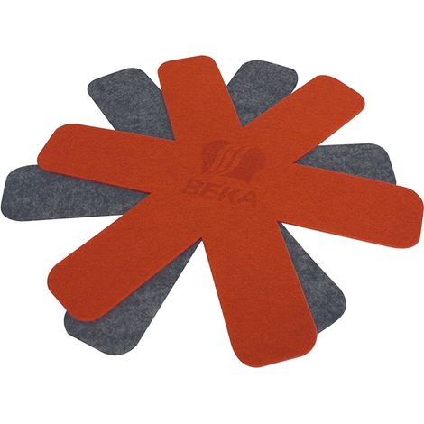 BEKA 12003960 SET DI 2 GOLETTE PENTOLE DI FELTRO, DIAMETRO 32 CM, ROSSO/GRIGIO (1/4)