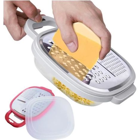 Râpe à légumes - Professionnelle - 3 lames - Avec bol et couvercle - Plastique blanc - Compatible lave-vaisselle-Ywey (1/4)