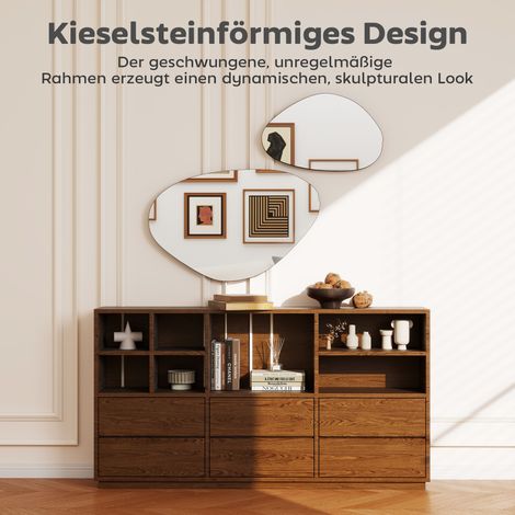 Lot de 2 miroirs muraux noirs, 70x46 cm et 49,5x31 cm, miroir style fenêtre à cadre métallique, suspension forme galet. (1/4)