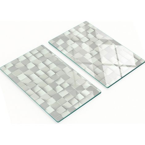 Tableros de vidrio duraderos y elegantes con dise帽o geom茅trico de 2x30x52 cm.