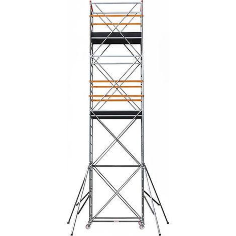 Trabattello acciaio 2 piano - Altezza max. di lavoro 7,78m - POKER-HD-4-BR