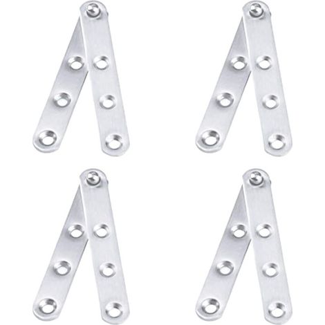 Lot de 4 Charnières Pivot Porte(100x16mm) en acier inoxydable, Pivote à 360 °,Pivote vers le bas, Pour porte d'armoire, armoire à chaussures-Argent (1/5)