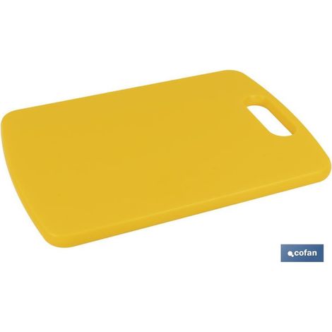 Schneidebrett mit gelbem Griff, 34 x 24 x 1,5 cm, Chips-Modell