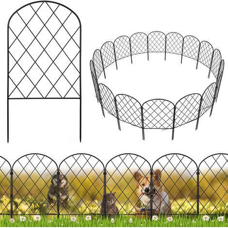 Clôture de Jardin en Métal 20 Pièces, longueur max 650 cm, bordure décorative antirouille 40 x 32,5 cm avec 40 clips 20 serre câbles et 40 tige, modulable pour pelouse massifs et zone animaux (1/5)