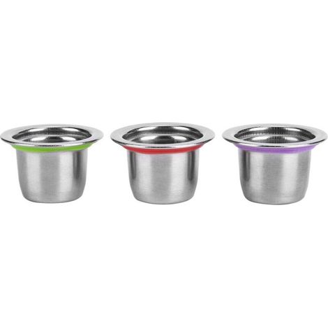 Lot de 3 Capsules de Café Rechargeables en Acier Inoxydable avec Filtre à Dosette Réutilisable pour Machines Nespresso (1/5)