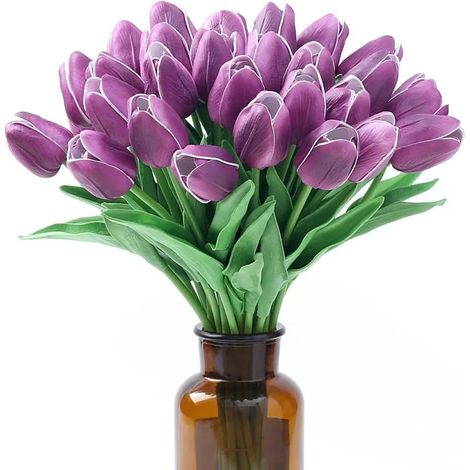 SANYU Tulipes Artificielles Violettes 35cm, Lot de 15 en Soie, Bouquet Décoration Élégant pour Maison et Cérémonies (1/5)