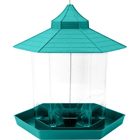 Hängendes Vogelfutterhaus für Wildvögel, sechseckig und mit Dach, für Garten und Terrasse. (1/5)