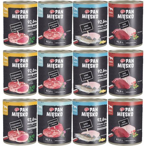 PAN MĘSKO Aliment humide pour chiens Mélange de saveurs 12 x 800 g Sans céréales (1/5)