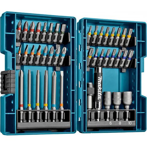 Makita – Coffret d'embouts de vissage pour visseuse à chocs 43 pcs – Embouts de 25 mm et 75 mm – Douilles à queue 6/8/10 mm – B55697