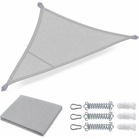 Voile d'Ombrage Triangle en Polyester Imperméable avec Protection UV 90% Résistant et Respirant pour Jardin Terrasse avec Cordes de Fixation 3m Gris