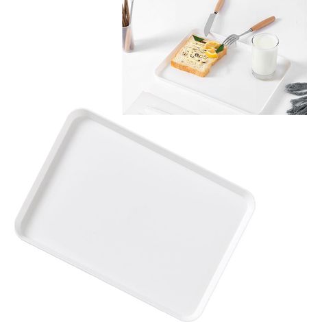 Assiette de petit-déjeuner style nordique minimaliste, assiette de service rectangulaire en PP pour desserts (1/5)