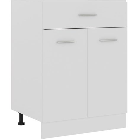 Les Tendances – Meuble bas de cuisine blanc 60x46x81,5 cm – 1 tiroir – 2 étagères – Matériau aggloméré – Conception durable et fonctionnelle