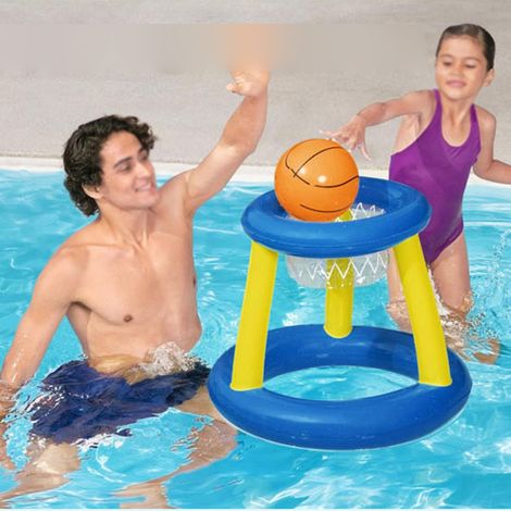 Aufblasbares Wasserspiel-Basketballset – Basketballkorbspiel mit Netz, verstärktes PVC, tragbar, sicher, 1310 g, inklusive 1 Set aufblasbarem Poolspielzeug. (1/5)