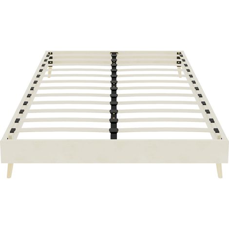 GagaCadre de lit 160x200 cm beige velours hollandais profil bas (1/5)