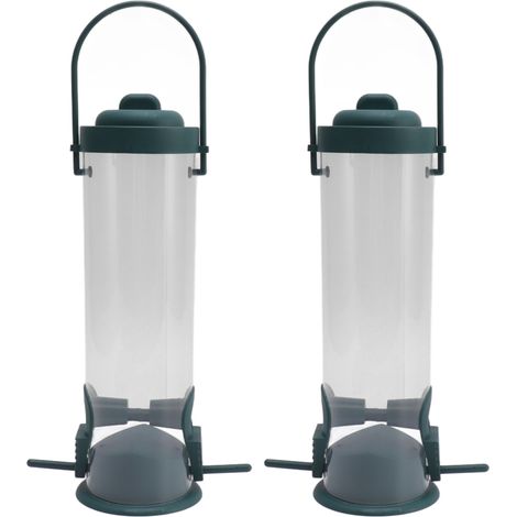 Tube d'alimentation en plastique Transparent suspendu pour oiseaux, 2 ensembles, décoration de jardin pour pinsons avec Ports d'aération (1/5)
