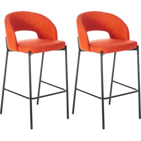 Set 2 Sgabelli 52x50x89 cm in Tessuto Greta Arancio (1/2)