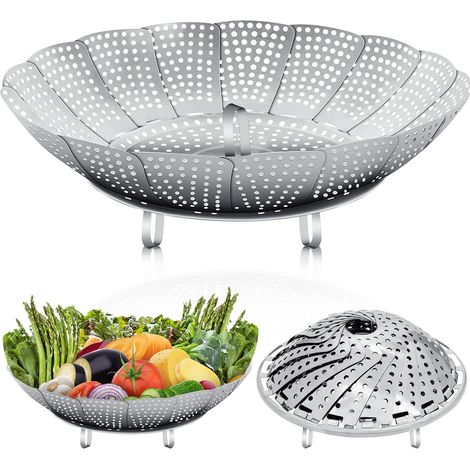 Dampfgareinsatz: Dampfgar-Einsatz für alle Töpfe von 18 bis 27 cm (Dampfgarereinsatz) FüR KochtöPfe GemüSedäMpfer Zusammenklappbar Steamer Insert FüR Alle KochvorgäNge (1/5)