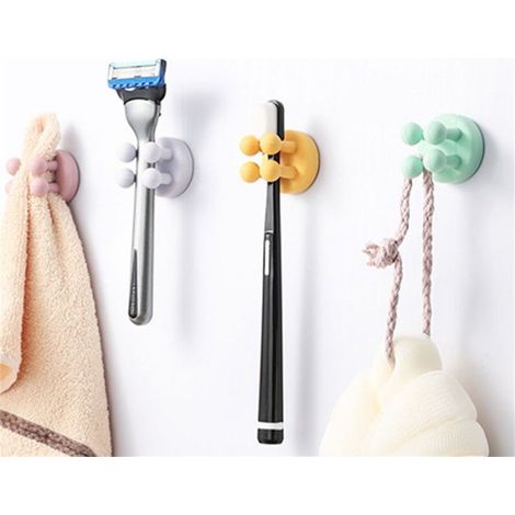 Pack de 6 portacepillos de dientes de silicona, porta maquinillas de afeitar, multifuncionales (1/4)