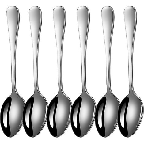 Cuillère À Thé - Acier Inoxydable 18/10 - Poignée Carrée - Pour Café Thé Dessert - Lot De 6 (1/5)