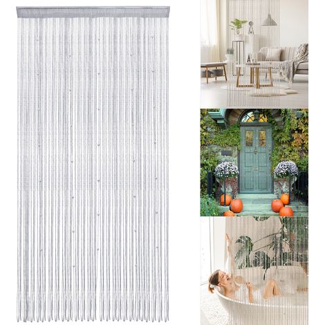 Rideau de porte à perles séparateur de pièce 1x2m, décoration intérieure cordon de porte perlé (1/5)