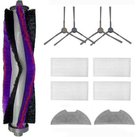 VURAHOME - Kit accessoires de rechange pour aspirateur robot Eureka E10S, XU, 1 brosse principale, 2 paires de brosses latérales, 4 filtres HEPA - (1/4)