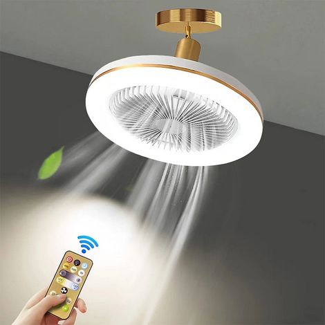 Ventilateur-plafonnier silencieux sur douille , Ventilateur de plafond à visser, luminaire avec ventilateur et télécommande (1/3)