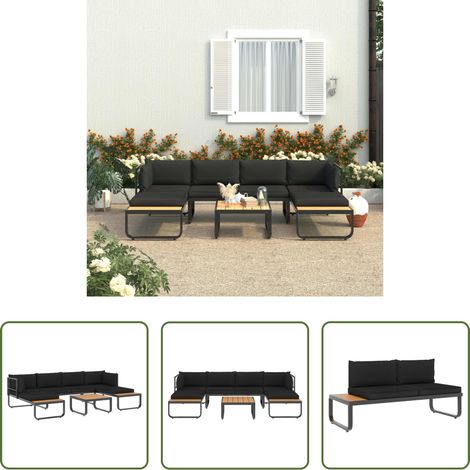 Canapé aluminium - Canapé d'angle de jardin à 4 places avec coussins Aluminium WPC (1/5)
