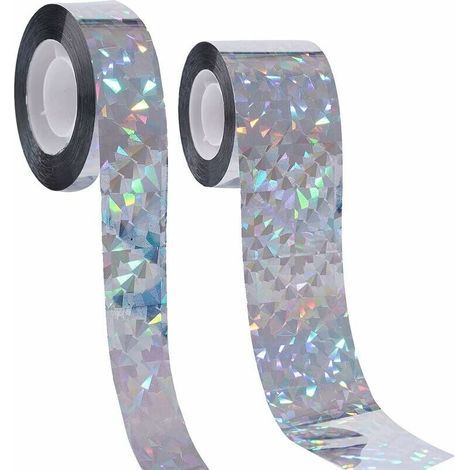 Paquete de 2 tiras antipalomas - 80 m - Tiras brillantes y reflectantes - Para una protección pacífica contra palomas, pájaros, gatos y otros animales. (1/4)
