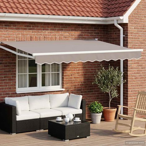vidaXL  Electric Retractable Awning Frame  White 3.5 x 2.5 m Aluminium