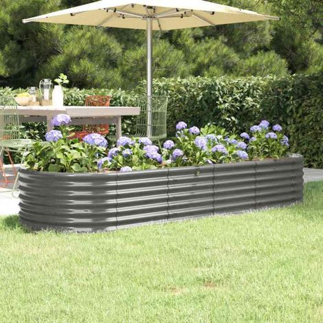 Lit surélevé de jardin Acier galvanisé 224x80x36 cm gris (1/5)