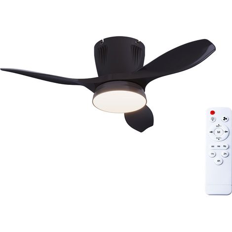 21,2 Zoll Deckenventilator, 3 Geschwindigkeiten, 42 W Hängeventilator mit Licht, 3000–6500 K Farbtemperatur, Schwarz