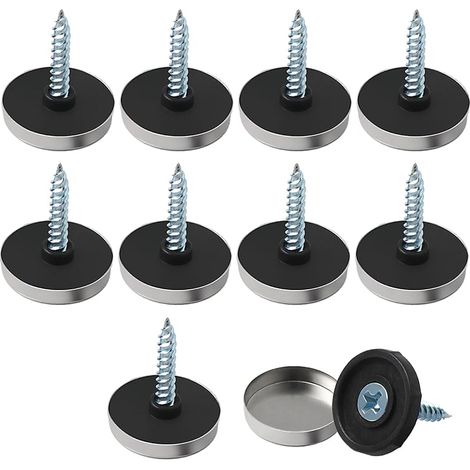 Lot de 10 vis de miroir de 12 mm avec capuchons, clous miroir en acier inoxydable poli avec rondelles, raccords de meubles pour tables, assiettes de bain, armoires