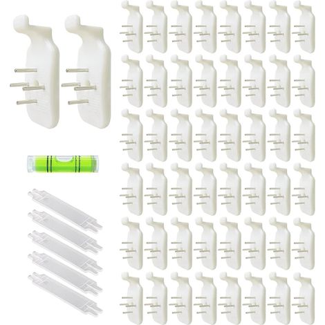 50 Pièces Crochets Mural pour Tableaux sans Percer, Avec 5 Rails et 1 Nivelleur, Pour Cadres Photos et Décorations (1/5)