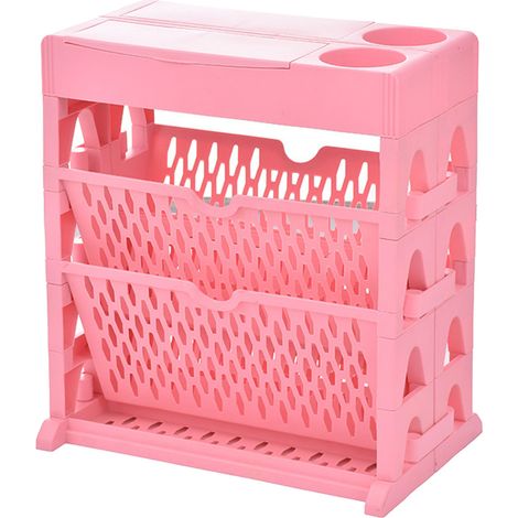 Großes, zweireihiges, zweistöckiges rosa Bücherregal mit hoher Kapazität für Wohnzimmer und Schlafzimmer (1/5)