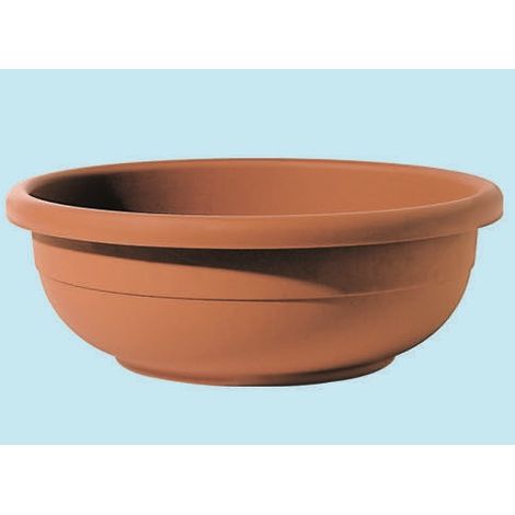 Vaso tondo a ciotola in resina color terracotta da giardino Aurora Telcom - Ø20xH7.5 cm. (1/5)