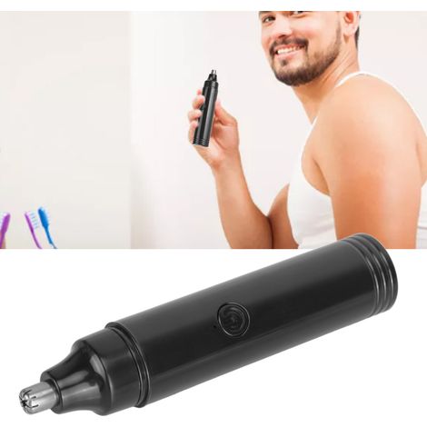 Schwarzer elektrischer Nasenhaartrimmer für Männer, wiederaufladbar, vollautomatisch, mit integriertem Reinigungswerkzeug. (1/5)