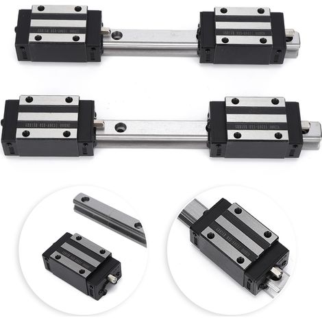 2 rails de guidage de haute précision HG15, interchangeables avec 4 blocs coulissants HG15 (HG15-200 mm). (1/5)